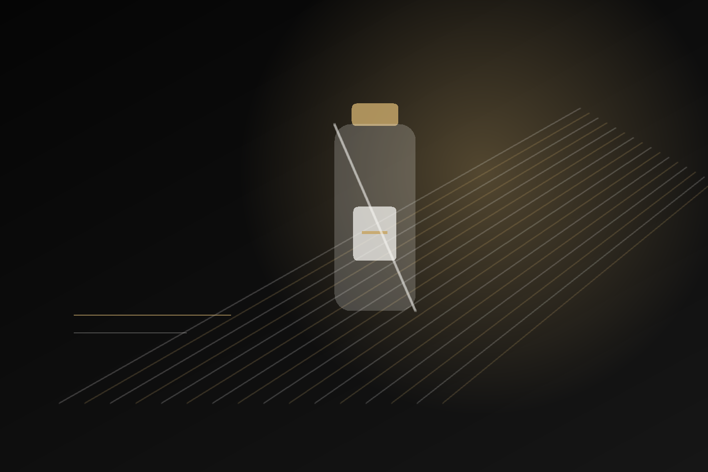 Premium CHENXI fragrance bottle and packaging concept in black and champagne gold